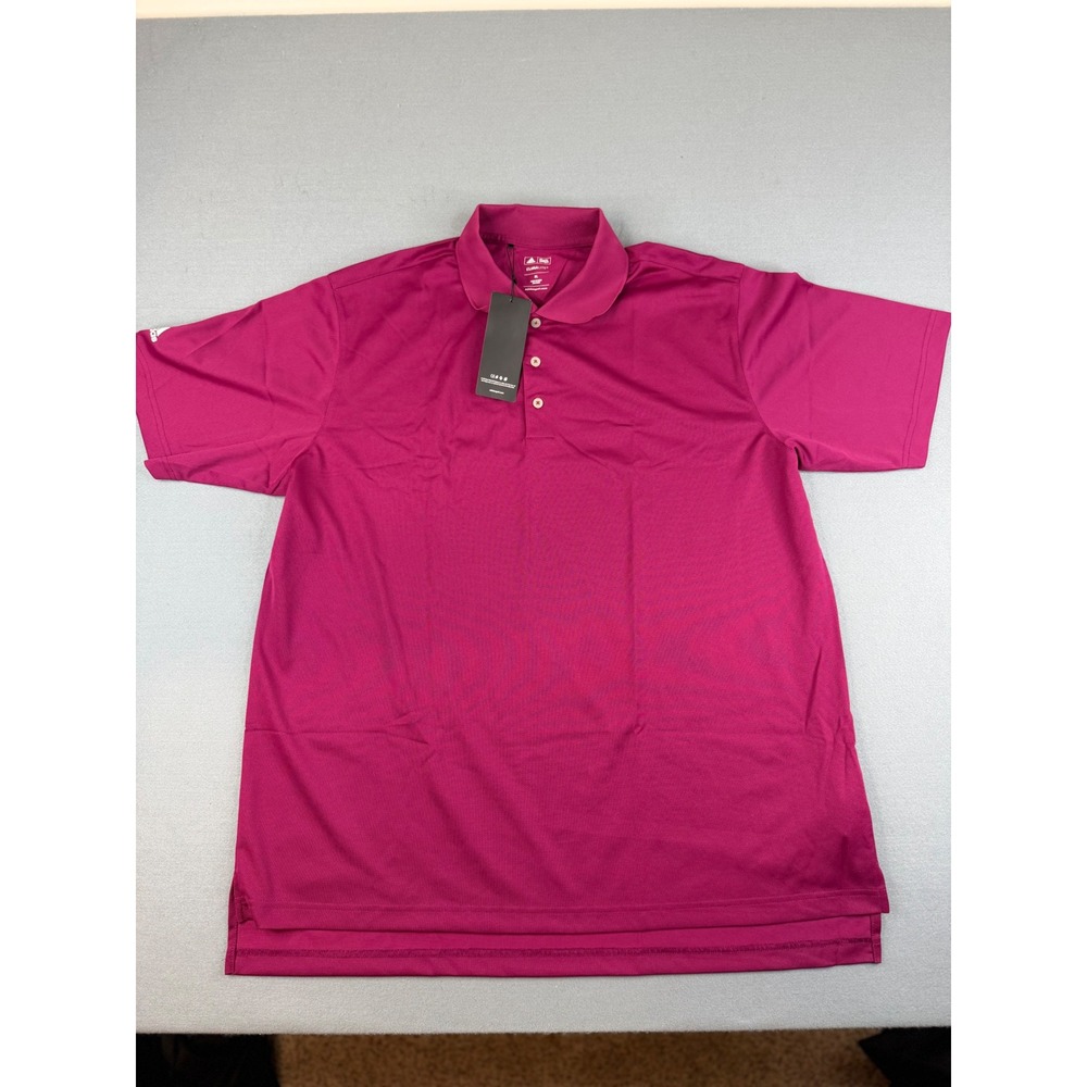 Adidas Mens Golf Polo‎ XL Magenta Climalite Short Sleeve Performance Shirt